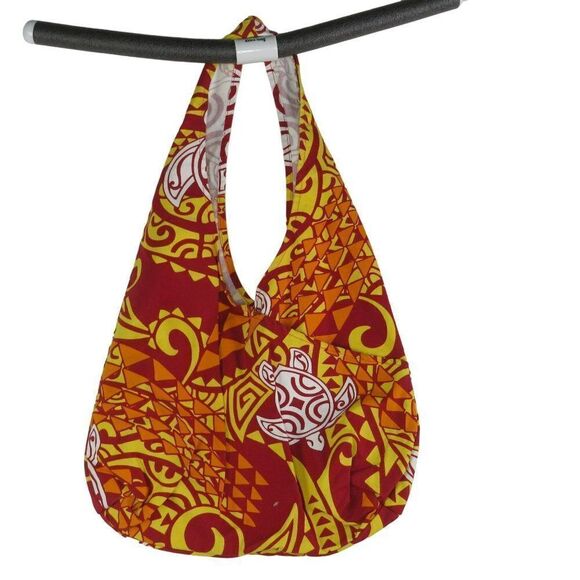 Local Design Hawaiian Turtle Print Crossbody Bag Purse Orange Red Yellow Floral - Picture 2 of 6